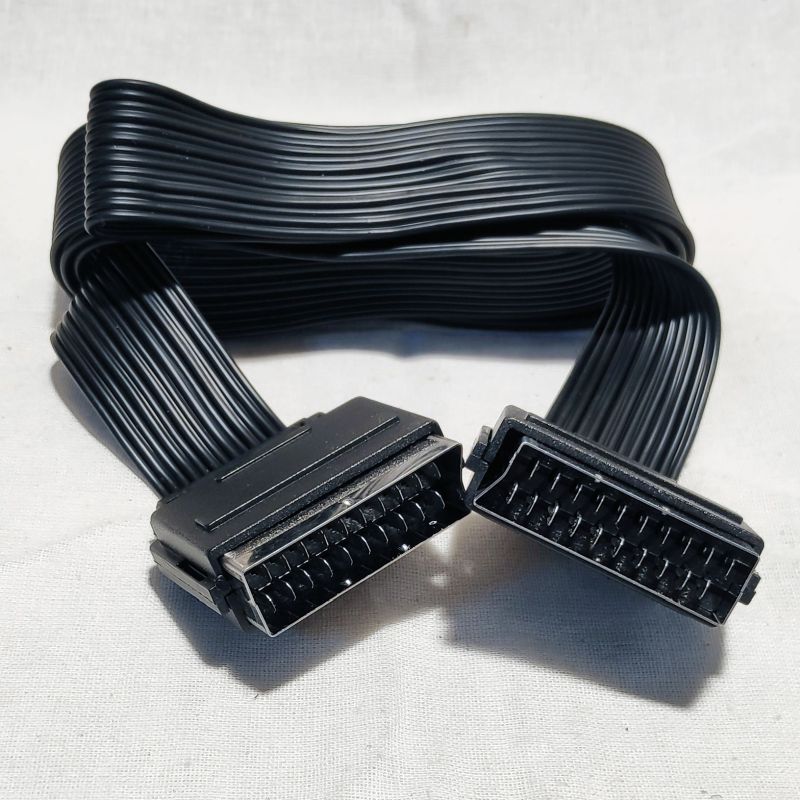 кабель SCART 21p вилка --- SCART 21p вилка, 21 провод, шлейф,  1.5 метр